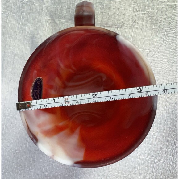 Imperial Glass End Of Day Slag Glass Mug Robins & Flowers Red Yellow White MINT - Picture 14 of 15